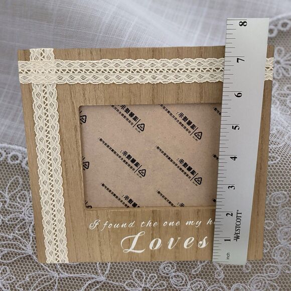 Rustic 6x4 Photo Frame Lace Trim “I Found the One My Heart Loves” Shabby Chic - Picture 6 of 7